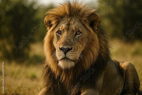 Majestic lion in natural habitat.