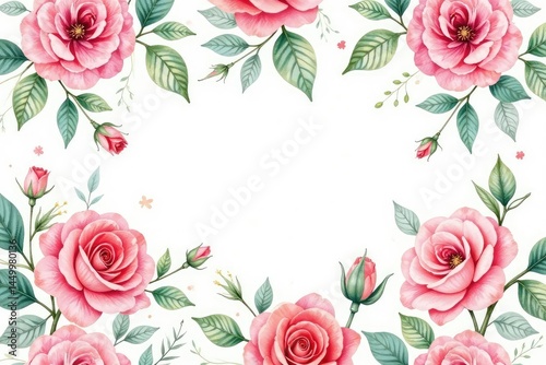 Delicate watercolor roses & leaves, repeating pattern, seamless pattern, subtle