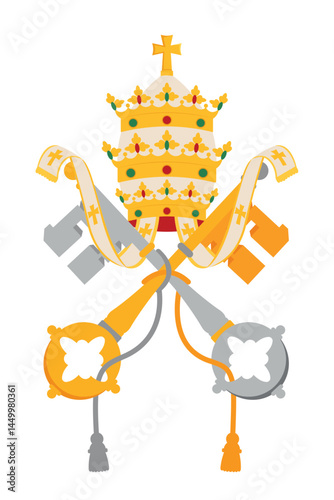 Papal Coat of Arms Keys of Heaven Heraldic Symbol Vatican Emblem Icon