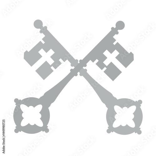 Obraz na płótnie Papal Coat of Arms Keys of Heaven Monochrome Vatican Insignia Symbol w salonie