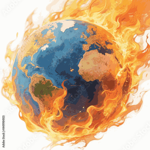 Smoke & Swell: Watercolor Decay global warming isolated watercolor vector illustration svg