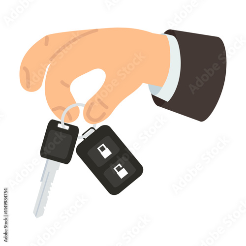 Businessman hand holding a car key