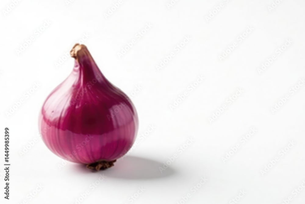 Fototapeta premium Single red onion, vibrant color, stark white backdrop, food photography, white background, market
