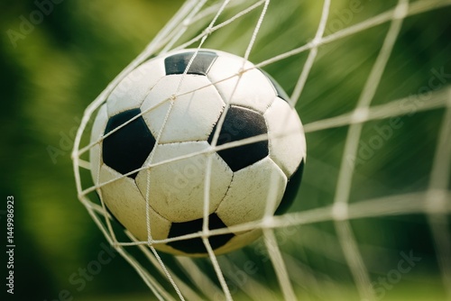 Soccer ball in goal net