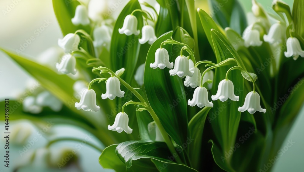 Fototapeta premium lily of the velle flower, spring snowdrop flowers bloom as a sign of the season in nature