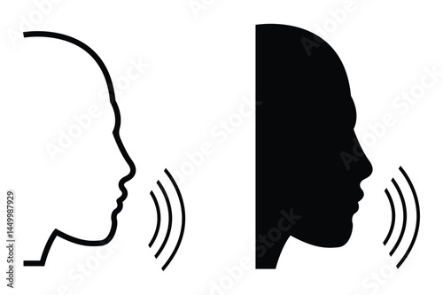 Voice Assistant Icon Vector Art Illustration, Voice Over Symbols.