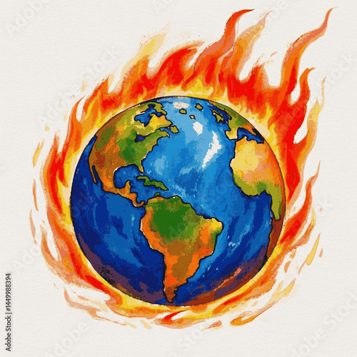 Bleeding Ice: Climate’s Sigh global warming isolated watercolor vector illustration svg