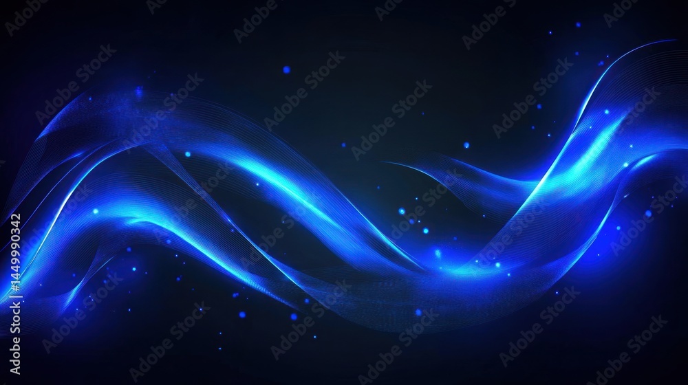 Obraz premium Blue energy wave, dark background, design element