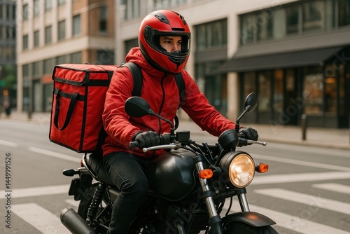 Urban delivery motorcycle rider.