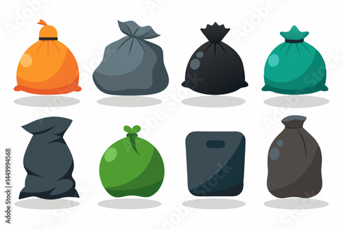 Colorful Garbage Bags Vector Illustration for Environmental Awareness