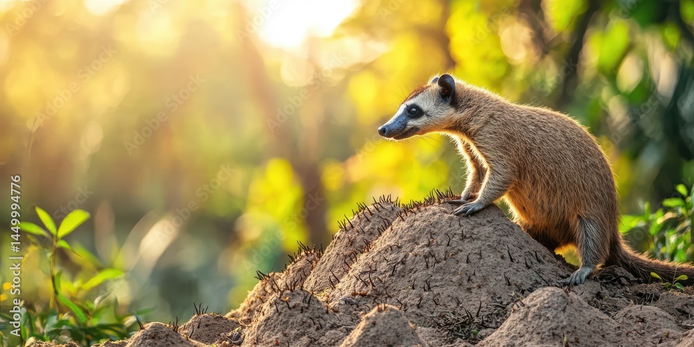 Fototapeta premium a meerkat standing on top of a rock
