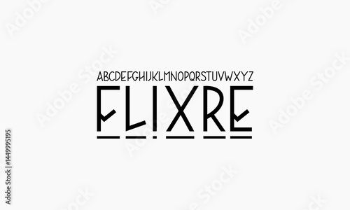 Display sans serif typography font vector. Modern clean regular character set. Abstract alphabet simple typeface. Digital letter type style. Logo art banner poster flyer billboard text graphic design