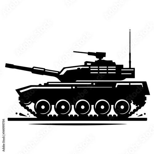 Military Tank Silhouette with Flag