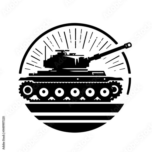 Military Tank Silhouette with Flag