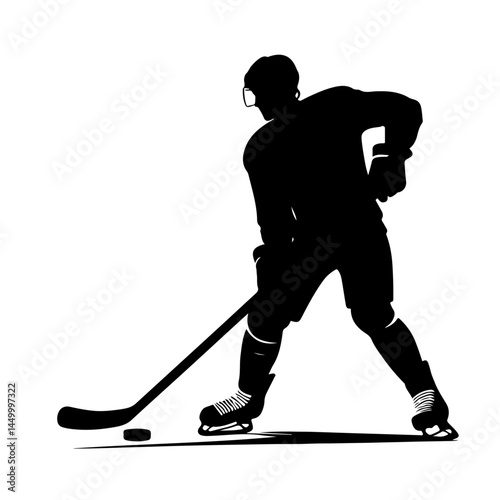 Ice Hockey Player Silhouette with Stick