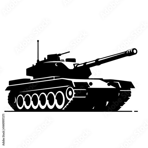 Military Tank Silhouette with Flag