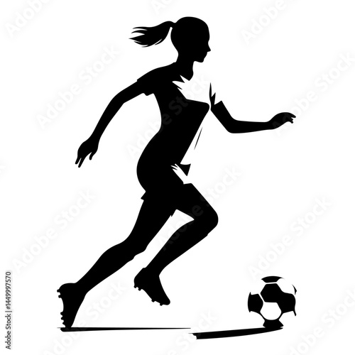 Soccer Player Silhouette Kicking Ball