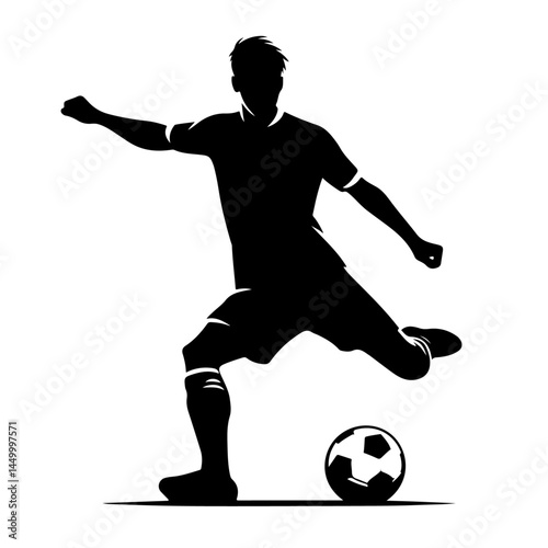 Soccer Player Silhouette Kicking Ball