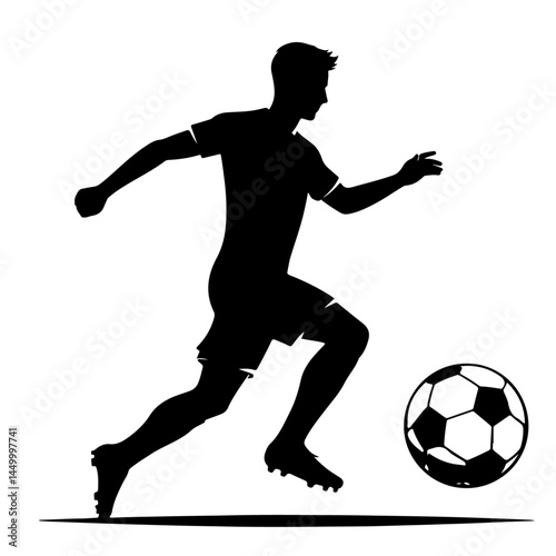Soccer Player Silhouette Kicking Ball