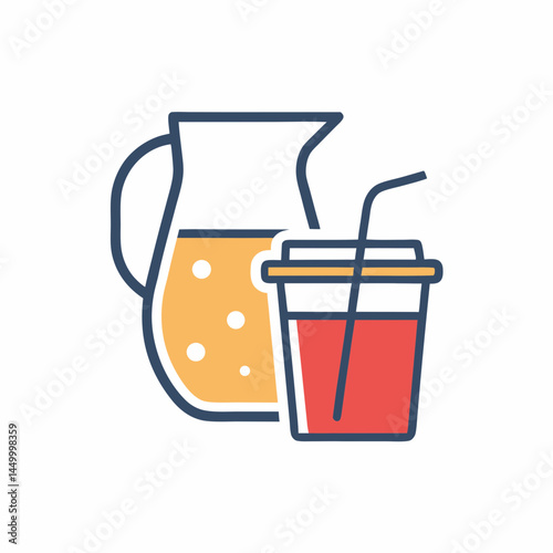 Pitcher and Drink Cup vector Design.