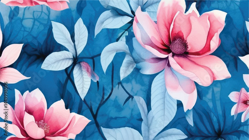 Wallpaper Mural Floral background. Floral texture. Bright seamless pattern with flowers. Watercolor illustration. Torontodigital.ca