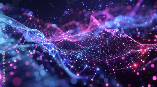 Cosmic Dust and Nebulae Dreams: An Ethereal and Abstract Depiction of Swirling Blue and Pink Particles, Resembling a Distant Nebula or the Fabric of Space and Time.