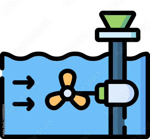 tidal power illustration on a white background 