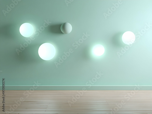 Modern wall lighting design creates a soothing atmosphere with soft glowing orbs in a minimalist interior space during the day