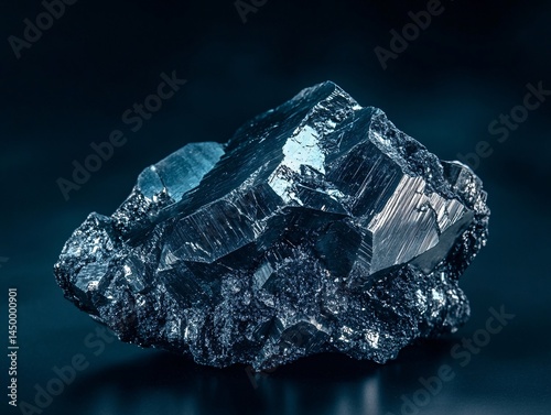 Raw galena ore discovery industrial site mineralogy dark environment close-up natural resources