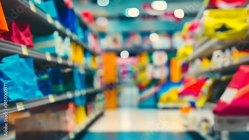 Wallpaper Mural Colorful display of craft materials in a vibrant store aisle with blurred background shoppers Torontodigital.ca