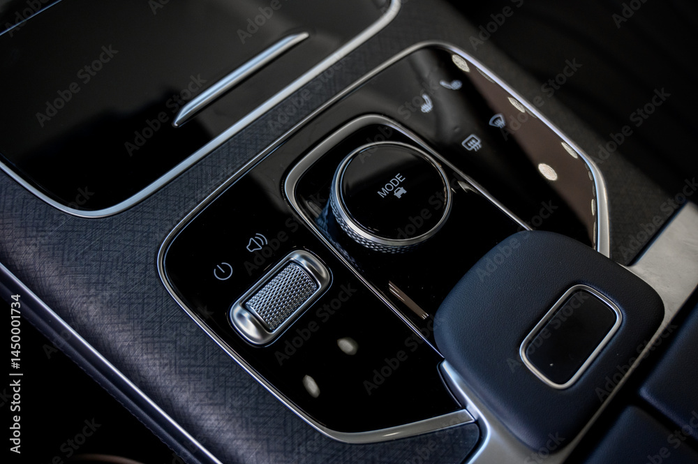 Automatic transmission selector in the interior of a modern car. Automatic transmission selector in the interior of a modern car.
