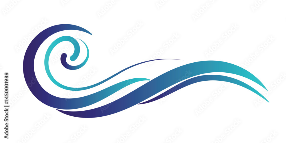 This stylized graphic depicts a flowing, abstract ocean wave. This stylized graphic depicts a flowing, abstract ocean wave.