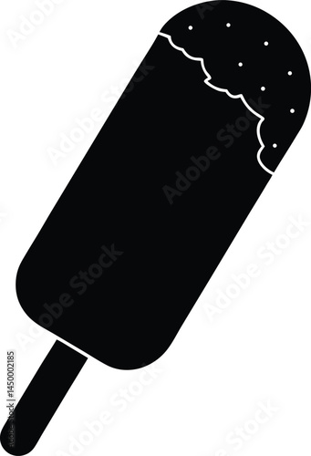 popsicle with bite taken out on white background   