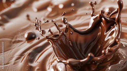 A Decadent Cascade of Chocolate: A Moment Frozen in Time as Rich, Molten Chocolate Erupts, Creating Intricate Splashes and Swirls of Pure Indulgence.