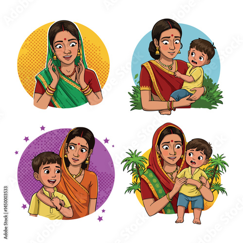 Happy Mother's Day Social Media Post – Festival Greeting Template, in hindi Matru Divas in india. maa divas, mata, ma,