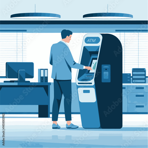 businessman withdrawing money from Automatic Teller Machine illustration design