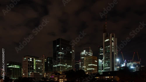 Wallpaper Mural Vibrant night view of Frankfurt skyline in captivating timelapse sequence Torontodigital.ca
