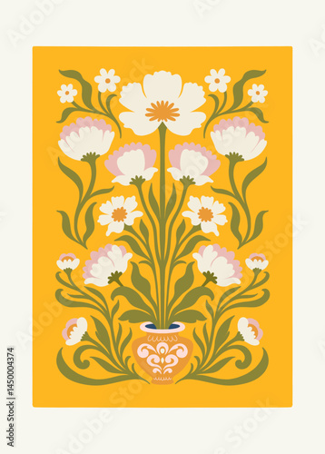 Floral abstract elements. Botanical composition. Modern trendy Matisse minimal style. Floral poster, invite. Vector arrangements for greeting card or invitation design