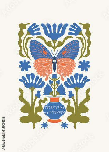 Floral abstract elements. Botanical composition. Modern trendy Matisse minimal style. Floral poster, invite. Vector arrangements for greeting card or invitation design