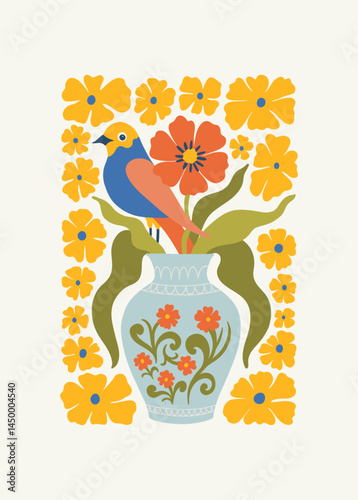 Floral abstract elements. Botanical composition. Modern trendy Matisse minimal style. Floral poster, invite. Vector arrangements for greeting card or invitation design