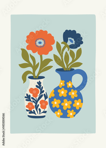 Floral abstract elements. Botanical composition. Modern trendy Matisse minimal style. Floral poster, invite. Vector arrangements for greeting card or invitation design