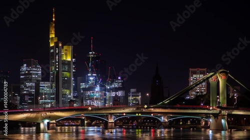 Wallpaper Mural Elegant Nighttime View of Frankfurt's Towers and River Reflections Torontodigital.ca