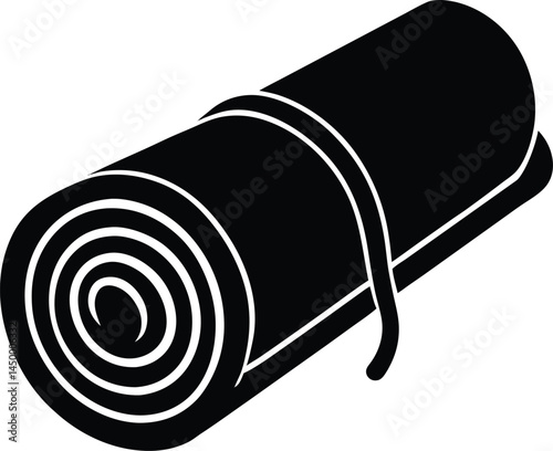 rolled yoga mat on white background