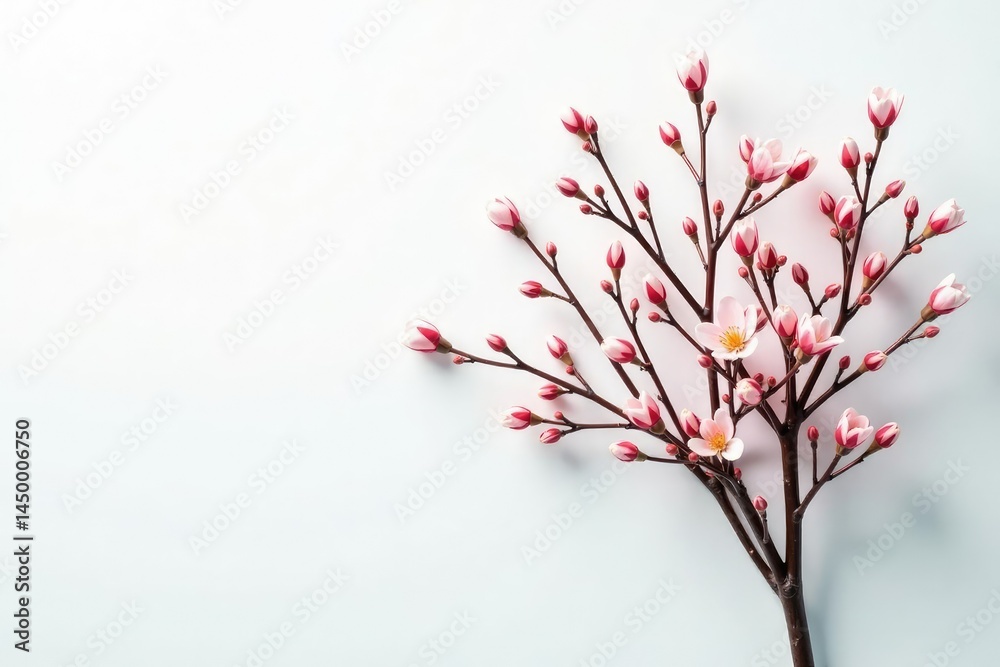 Fototapeta premium A bundle of thin branches on a white background with a subtle gradient, bouquet, tree