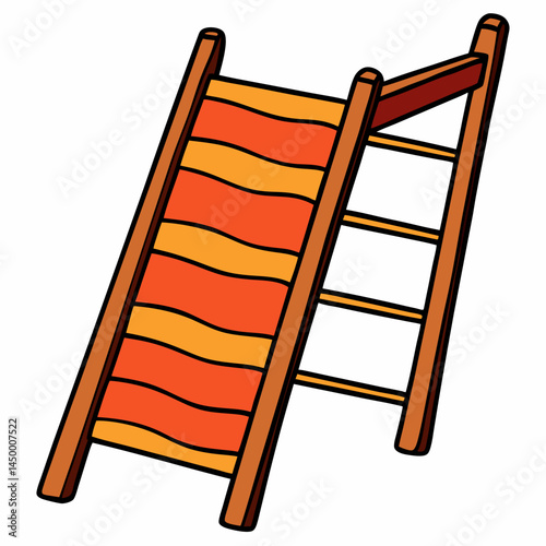 wooden ladder on white background