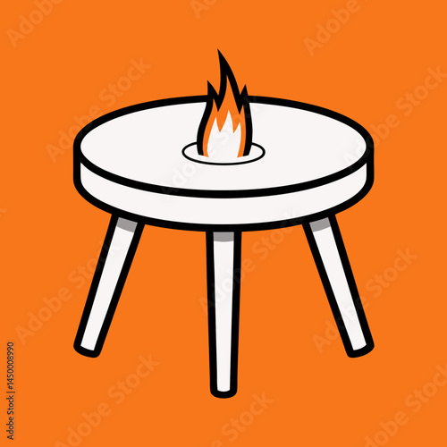 vector illustration of a burning stove