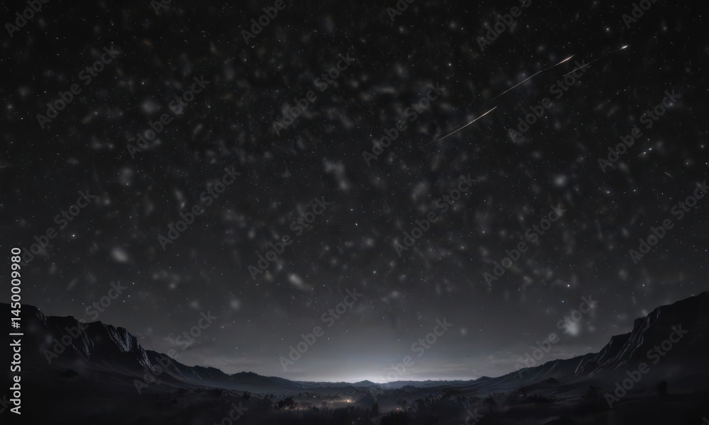 Naklejka premium Twinkling stars scattered across a vast, inky black night sky , black, deep space, mystical