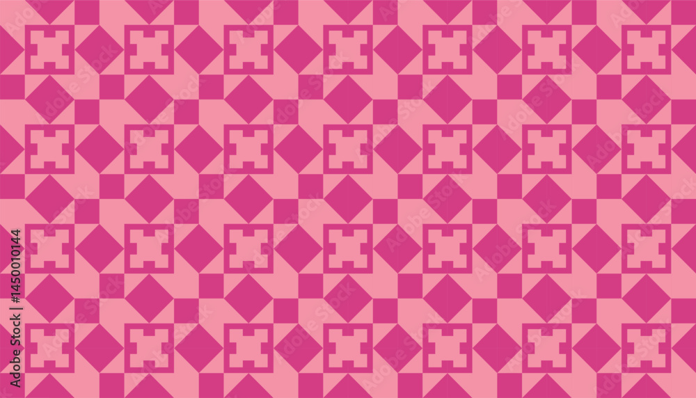 Pixel-style floral tile pattern in pink and fuchsia hues with a symmetrical geometric layout Pixel-style floral tile pattern in pink and fuchsia hues with a symmetrical geometric layout