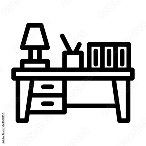 a series of icons containing workplaces, work equipment and various things related to work