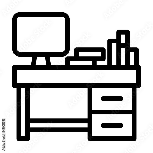 a series of icons containing workplaces, work equipment and various things related to work